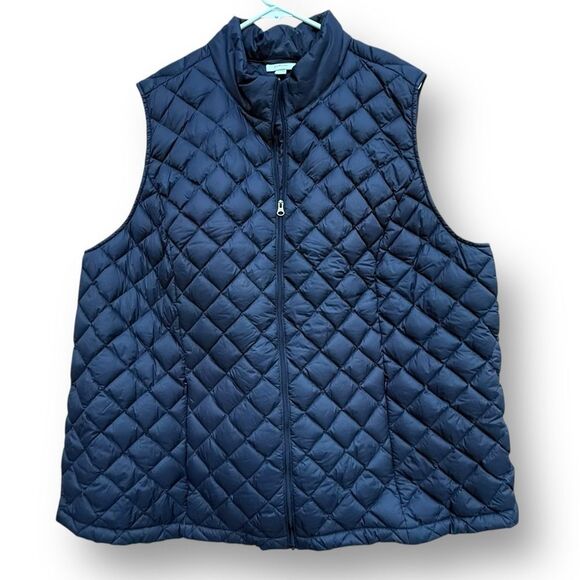 J. Jill Down Filled Quilted Puffer Navy Vest Size 3X - Picture 1 of 10